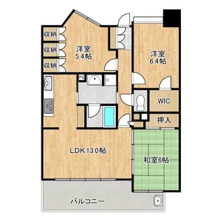 ジュネス泉佐野コンドミニオ【3階】の間取り