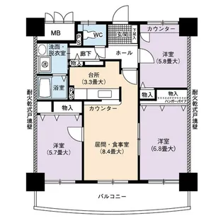 URサンクレア池下【21階】の間取り