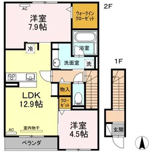 サニープレイス十一屋 D棟【2階】の間取り