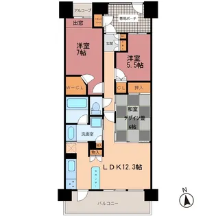 サンクレイドル宇都宮南大通り【2階】の間取り