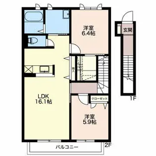 メゾン サミュゼ【2階】の間取り