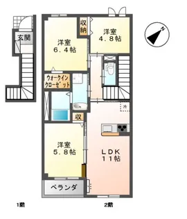 熊本県合志市豊岡【アパート】の間取り