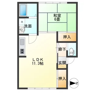 1LDKの間取り画像