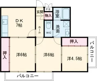 グランドハイツみきまち【3階】の間取り