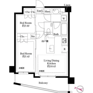 343レジデンス品川(343レジデンスシナガワ)【2階】の間取り