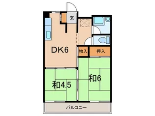 東部マンション A棟【2階】の間取り