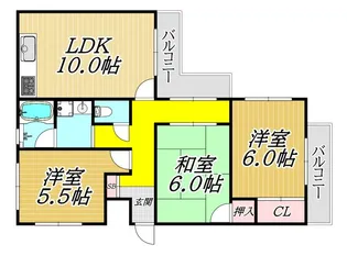 ドエル南塚口B棟【5階】の間取り