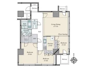 グランドメゾン恵比寿の杜【5階】の間取り