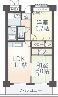 プリムヴェール瓜破【5階】の間取り