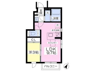 ラヴィミューR【2階】の間取り