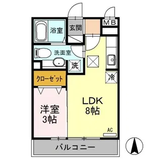 ルミエールヤナセ B【1階】の間取り