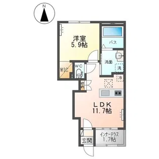 グランディス KUU I【1階】の間取り