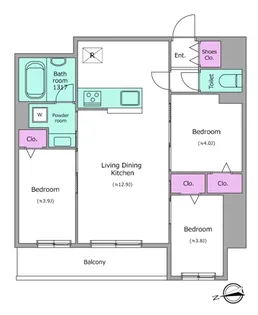 ドゥーエ日暮里III【2階】の間取り