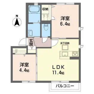 シャーメゾン花園【1階】の間取り