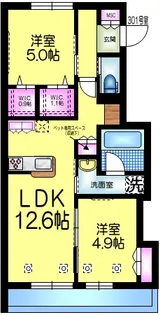 TheCourtKashiwa ザコートカシワ【3階】の間取り