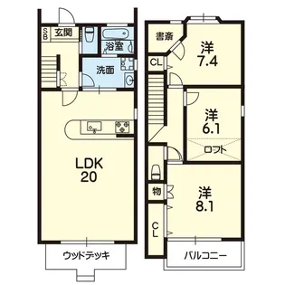 コンファティーブ エスフロント【1階】の間取り