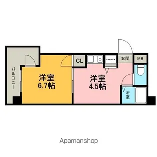 ダイナコートパピヨン吉塚【12階】の間取り
