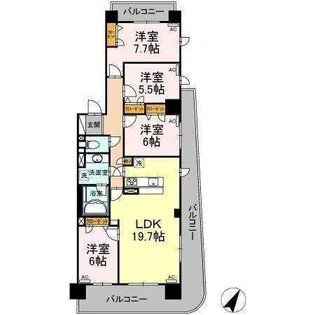 D’クラディア静岡II【12階】の間取り
