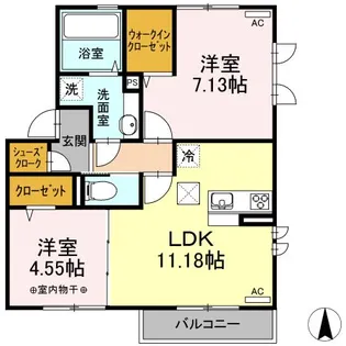 シャルムメゾン B棟【1階】の間取り
