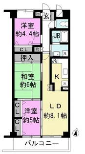 モナーク北越谷【3階】の間取り