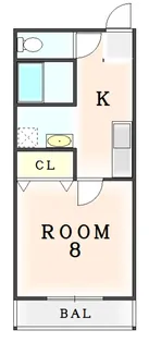 徳島県阿南市見能林町寺ノ前【アパート】の間取り