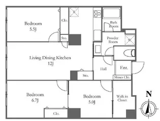 東京都中央区佃2【マンション】の間取り