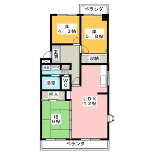 ボヌール扶桑【2階】の間取り