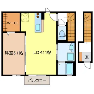 岐阜県岐阜市六条大溝1【アパート】の間取り