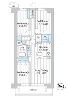 東京都世田谷区砧7【マンション】の間取り