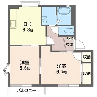 ハイツタカヤシキ C棟【2階】の間取り