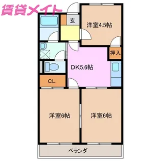 グレイスタウンMIWA A棟【2階】の間取り