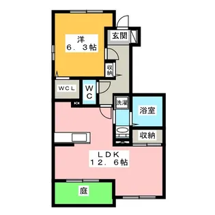 リュ クレール B棟【1階】の間取り