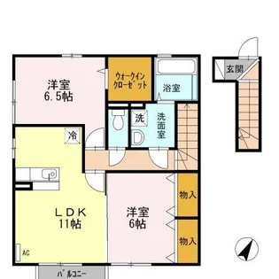 酒田市Droom【2LDK】 イルマーレB202【2階】の間取り
