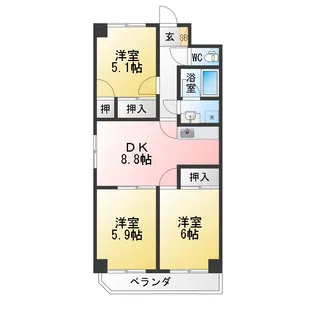 メゾン山勝【9階】の間取り