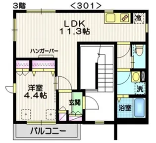 ドエルOKANO2【3階】の間取り