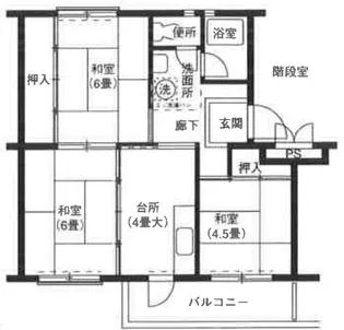 下川原団地1号棟【2階】の間取り