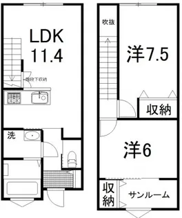 サンメゾン西条東北町【1階】の間取り