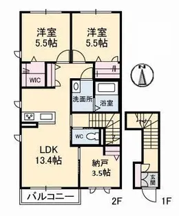 テラスコート船穂 C棟【2階】の間取り