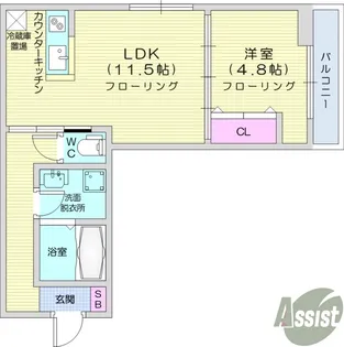 パセオプラシード連坊【3階】の間取り