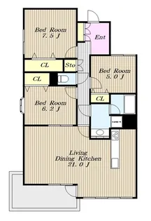 カスタネア栗平 1番館【4階】の間取り
