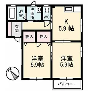 パルクマンション2棟【2階】の間取り