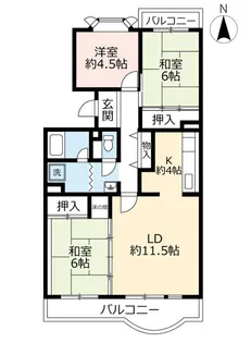 UR神宮東パークハイツ【5階】の間取り