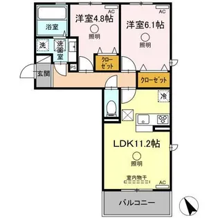 グランツェーレ八代【1階】の間取り