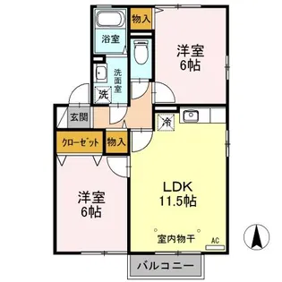 プール ラ ヴィ A【2階】の間取り