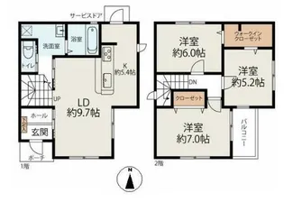 愛知県清須市新清洲3【一戸建】の間取り