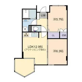 アネーロ上粕屋【5階】の間取り