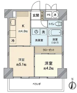 ミズテラス北長瀬表町【6階】の間取り