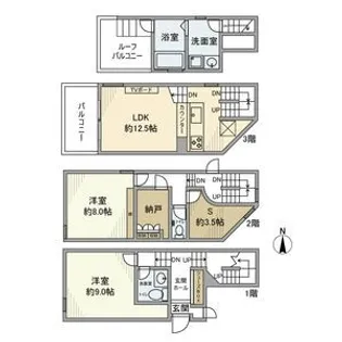 東京都目黒区下目黒2【一戸建】の間取り