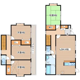 宮城県名取市上余田字市坪【一戸建】の間取り