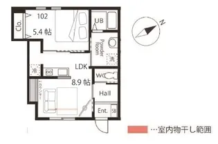 ハーミットクラブハウストゥギャザー杉田【1階】の間取り